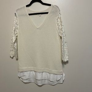 Ella Moss LACE SLEEVE SWEATER